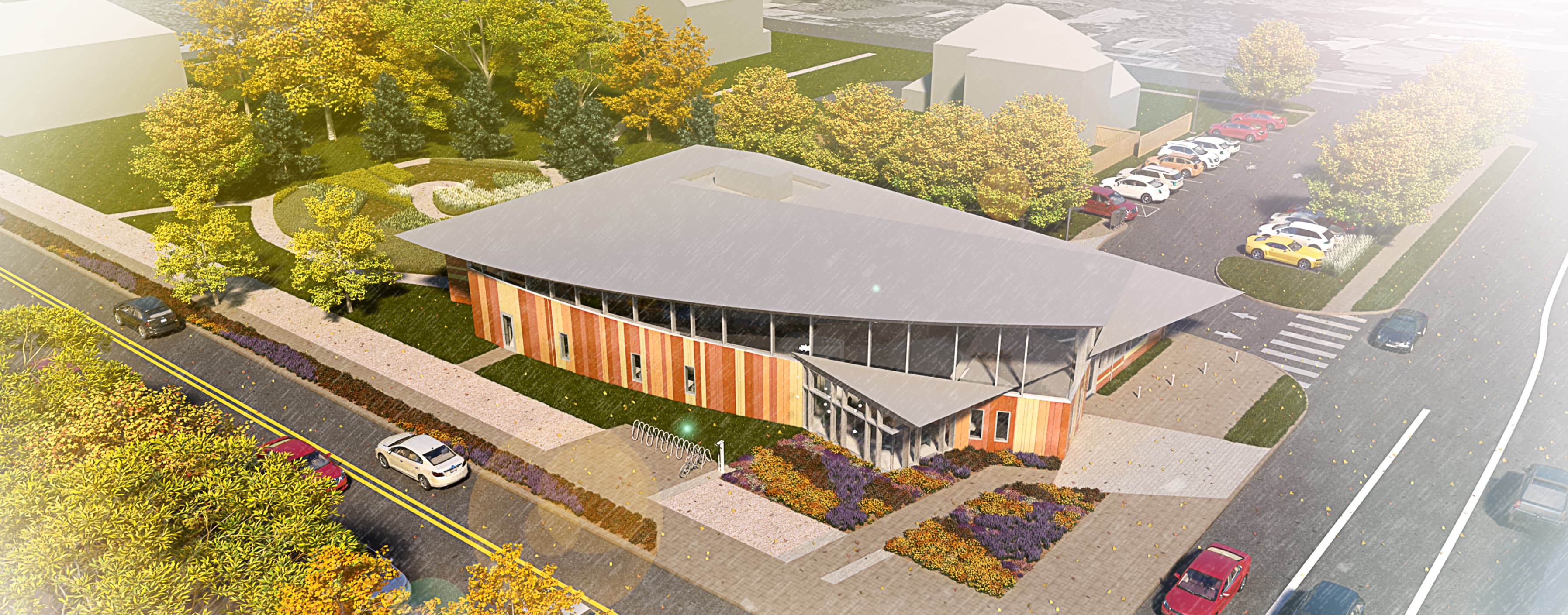 aerial rendering of new branch building